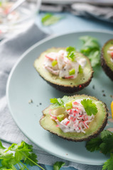 Delish filled avocado with crab meat