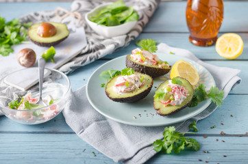 Delish filled avocado with crab meat