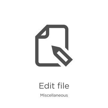 edit file icon vector from miscellaneous collection. Thin line edit file outline icon vector illustration. Outline, thin line edit file icon for website design and mobile, app development