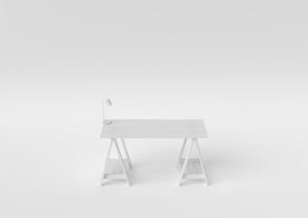 table white design creation paper workspace desktop Minimal concept 3d render, 3d illustration..