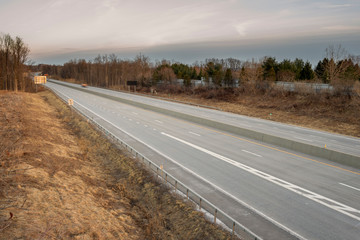 Side view of a typical US motorway, New York, USA.
