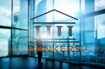 Bankers businessman people on abstract background. Financial concept.