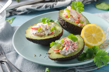 Delish filled avocado with crab meat