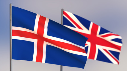 Iceland 3D flag waving in wind.