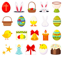 Fototapeta premium 20 colorful cartoon easter elements set