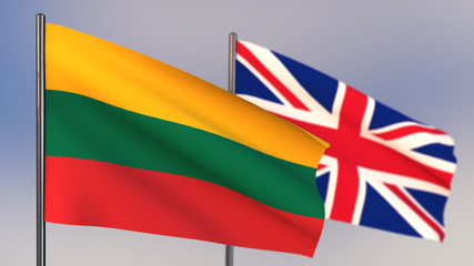 Lithuania 3D flag waving in wind.
