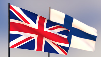 Finland 3D flag waving in wind.