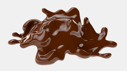 A splash of chocolate. 3d rendering, 3d illustration.