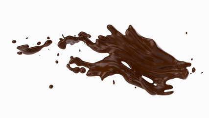 A splash of chocolate. 3d rendering, 3d illustration.