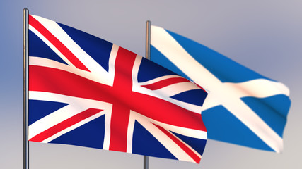 Scotland 3D flag waving in wind.