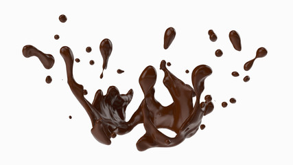 A splash of chocolate. 3d rendering, 3d illustration.