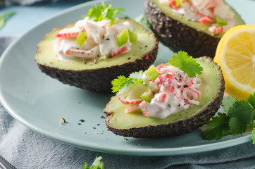 Delish filled avocado with crab meat