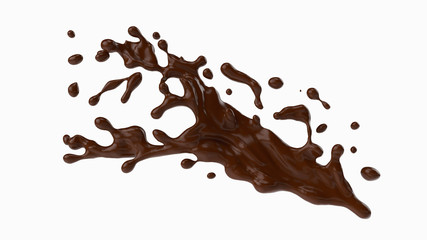 A splash of chocolate. 3d rendering, 3d illustration.