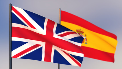 Fototapeta premium Spain 3D flag waving in wind.