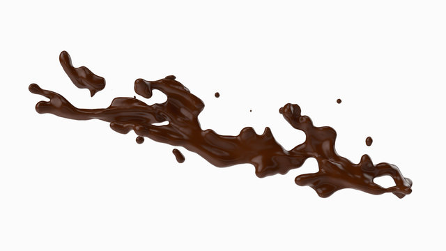 A splash of chocolate. 3d rendering, 3d illustration.