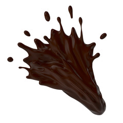 A splash of chocolate. 3d rendering, 3d illustration.