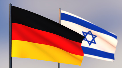 Israel 3D flag waving in wind.