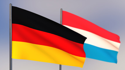 Luxembourg 3D flag waving in wind.