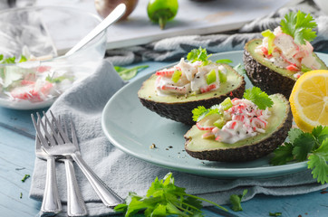 Delish filled avocado with crab meat
