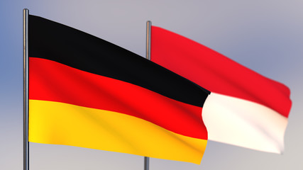 Monaco 3D flag waving in wind.