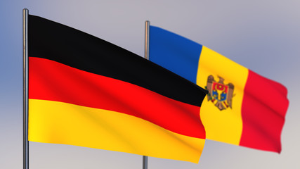 Moldova 3D flag waving in wind.