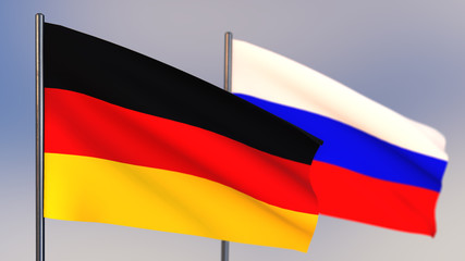 Russia 3D flag waving in wind.