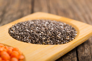 chia seeds, old wooden, macro