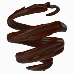 A splash of chocolate. 3d rendering, 3d illustration.