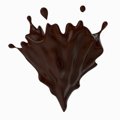 A splash of chocolate. 3d rendering, 3d illustration.