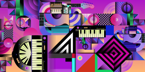 Vector illustration music instrument and colorful art background