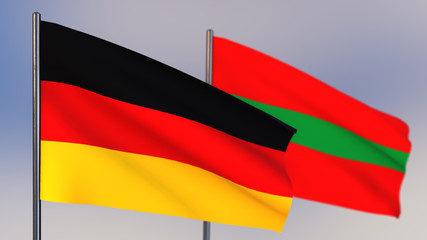 Transnistria 3D flag waving in wind.