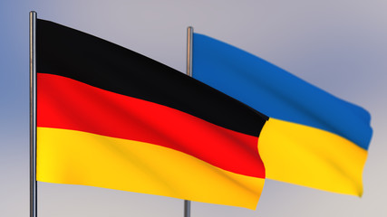 Ukraine 3D flag waving in wind.