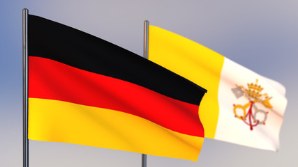 Vatican 3D flag waving in wind.