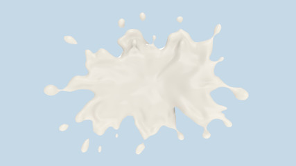 milk or yogurt splash, 3d illustration.