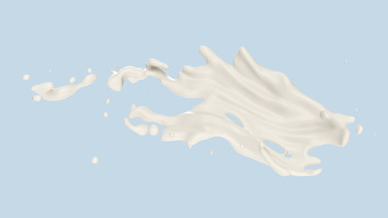 milk or yogurt splash, 3d illustration.