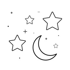 Moon and stars line icon
