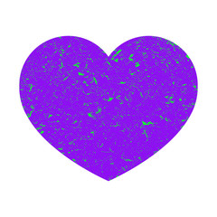  Purple bright heart in the form of gem. Grunge texture. Heart on an isolated white background. Vector illustration.