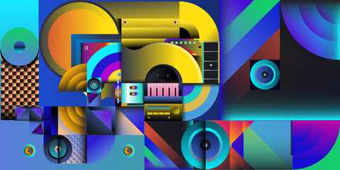 Vector illustration music instrument and colorful art background