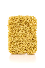 Egg noodles on a white background. Dry egg noodles close up on white background.