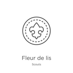 fleur de lis icon vector from scouts collection. Thin line fleur de lis outline icon vector illustration. Outline, thin line fleur de lis icon for website design and mobile, app development © MacroOne