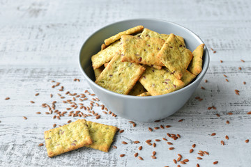 italian bread snack over wooden background