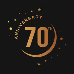 70 years anniversary celebration golden logotype