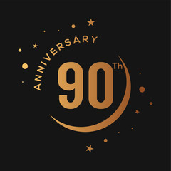 90 years anniversary celebration golden logotype