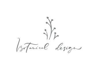 Botanical Design text. Vector trendy scandinavian floral hand drawn beauty, organic cosmetics, florist, photography, wedding logo flower, home decor, badges emblem logotypes. Icon elegant plant