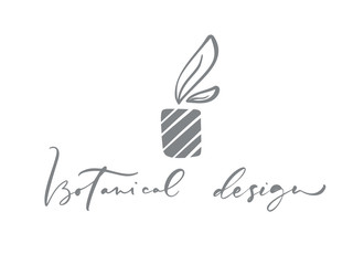 Botanical Design text. Vector trendy scandinavian floral hand drawn beauty, organic cosmetics, florist, photography, wedding logo flower, home decor, badges emblem logotypes. Icon elegant plant