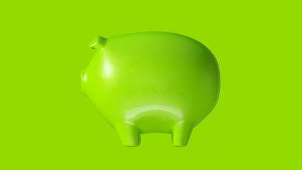 Lime Green Piggy Bank 3d illustration 3d render