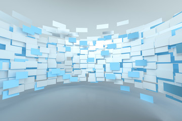 3d rendering, flow square paper, creative background