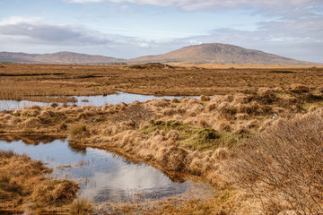 Conemara bogs with mountains in background