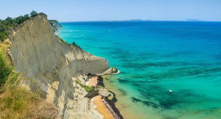 Corfu, view of the cliffs from the viewpoint of Cape Drastis.