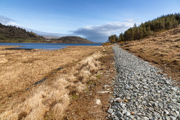 Mountain, lake and vegetation at Western way trail in Lough Corrib